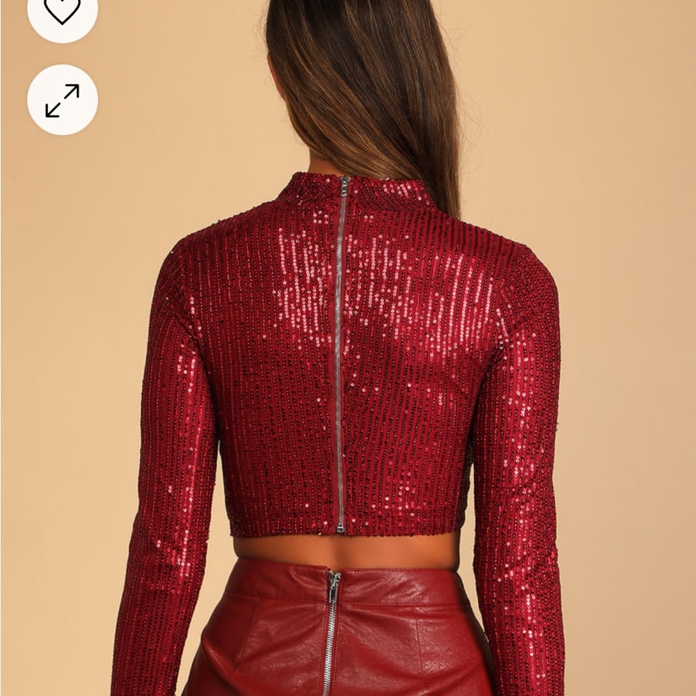 Sequin Red Crop Top - Picture 3 of 4